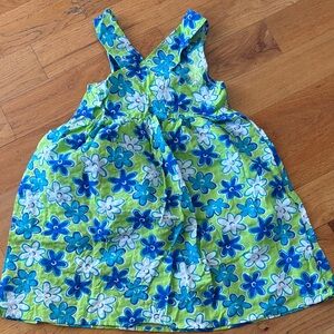 Y.B. Normal Floral Kids Dress in Blue and Green 6X